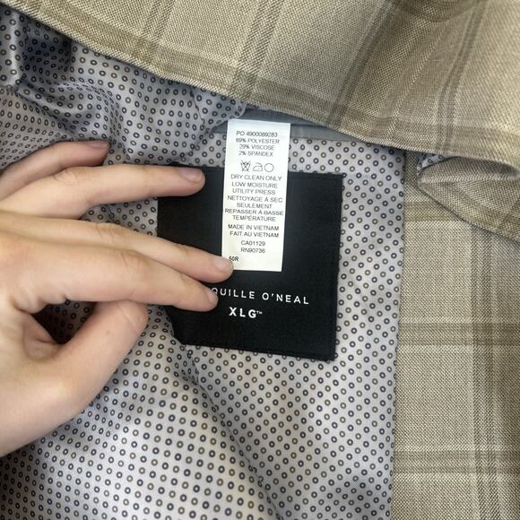 Shaquille O’Neal XLG Beige Plaid Suit Coat Blazer Jacket Size 50R Charity FS - Picture 7 of 7